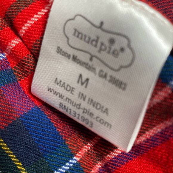 MudPie Red Plaid Button Front Ruffle Bottom Top Size Medium - Picture 6 of 7
